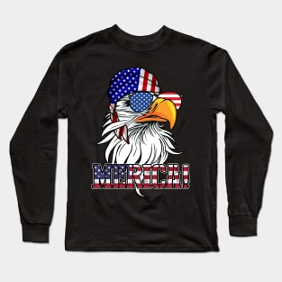 Eagle Sunglasses Bandana US American Flag 4th of July Gifts Long Sleeve T-Shirt